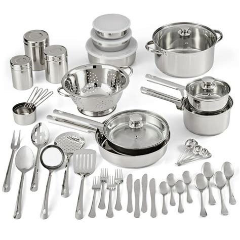 cooks kitchen-in-a-box 52-pc stainless steel cookware set|costco all clad cookware sets.